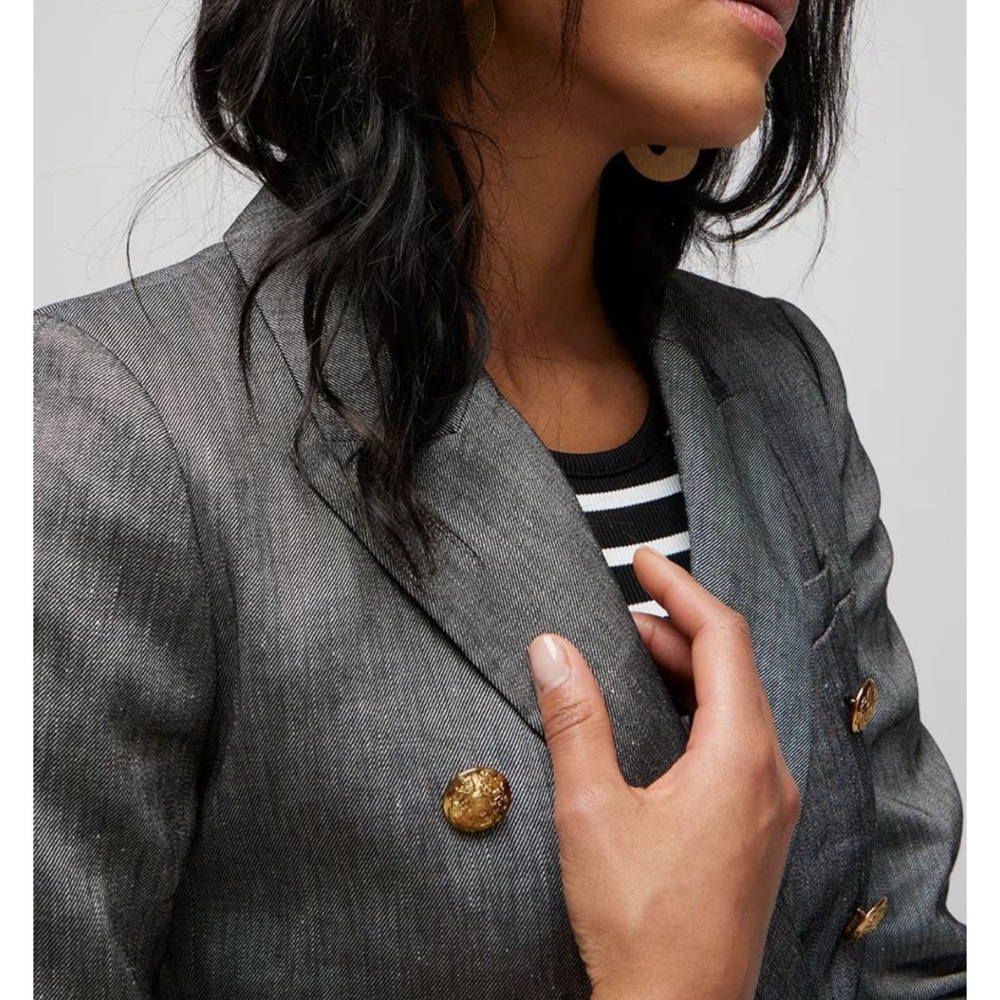 White House Black Market Cropped Linen Blend Studio Blazer 8 - Picture 10 of 14